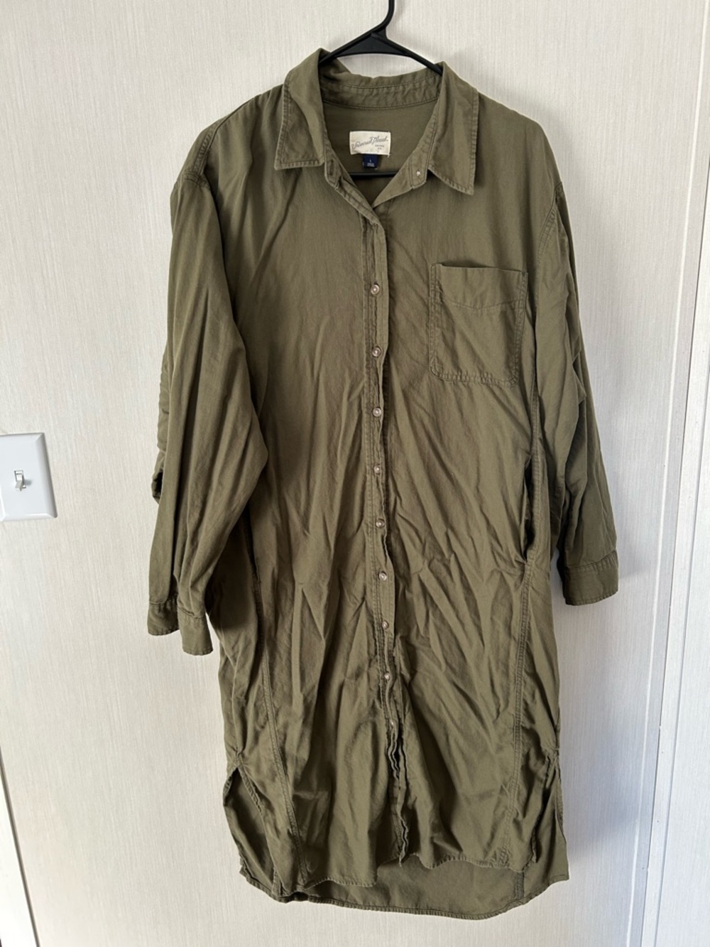 Universal Thread Olive Green Midi Shirt Dress